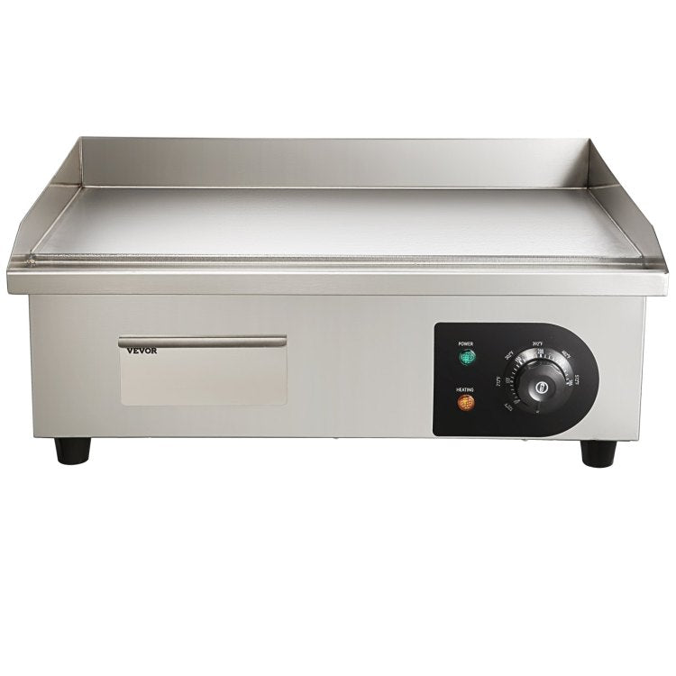Commercial Electric Griddle, 21", 1600W Countertop Flat Top Grill, Stainless Steel Teppanyaki Grill With Iron Cooking Plate, 122 572 Adjustable Temp Control 2 Shovels & Brushes, 110V