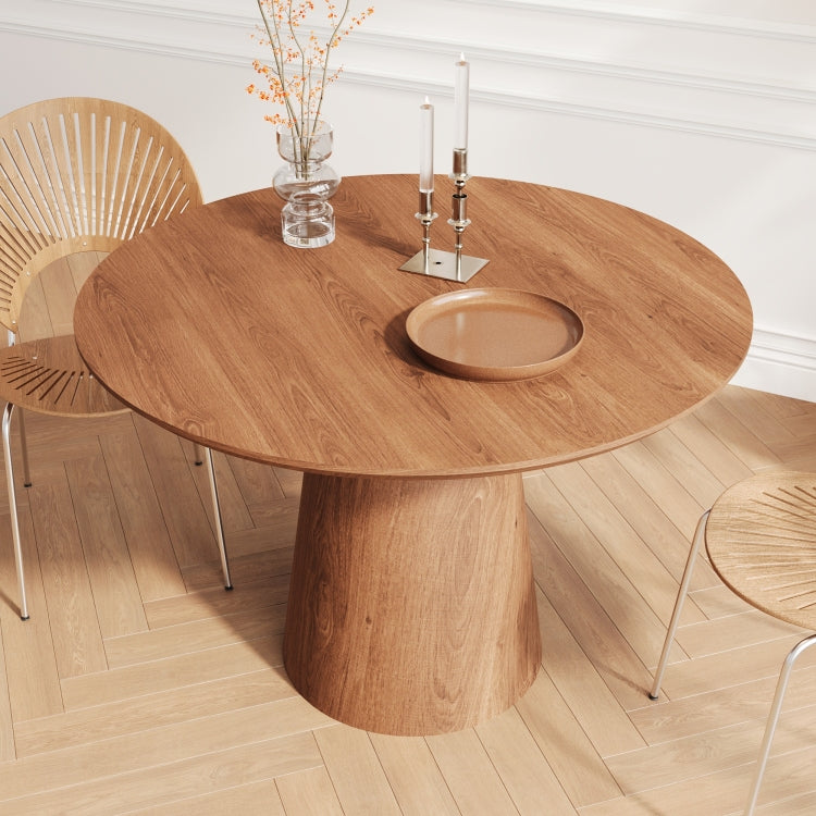 43 Inch Circular Dining Table, Modern Minimalist Round Table, Mdf Grain Dining Table, One Handle And Two Packs