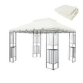10X10 Ft Outdoor Patio Gazebo Replacement Canopy,Double Tiered Gazebo Tent Roof Top Cover Only Great Wall Border Frame Not Include Beige