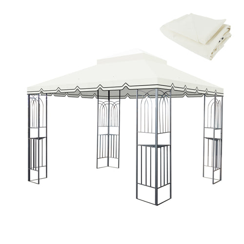 10X10 Ft Outdoor Patio Gazebo Replacement Canopy,Double Tiered Gazebo Tent Roof Top Cover Only Great Wall Border Frame Not Include Beige