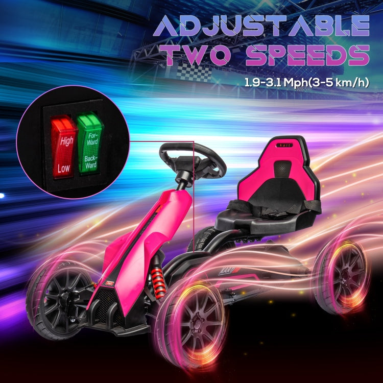 Aosom 12V Electric Go Kart For Kids, Outdoor Ride On Toy With Forward Backward Drive & Adjustable Speed, Gift For Child 3 8 Years Old, Pink
