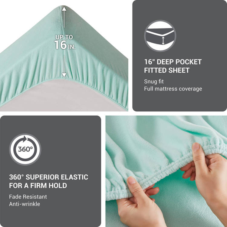 4 Pcs Queen Sheet Set Aqua