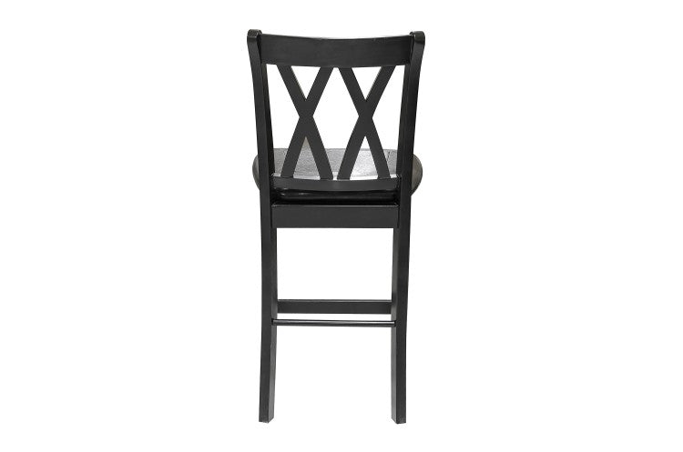 Black Finish 5Pc Counter Height Set Dining Counter Height Table With Lower Shelves And 4X Chairs Set Faux Leather Upholstered Kitchen Dining Furniture