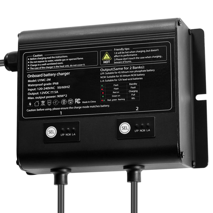 2 Bank 5A 12V Smart Marine Battery Charger Onboard Ip68 Waterproof Boat Rv Yacht