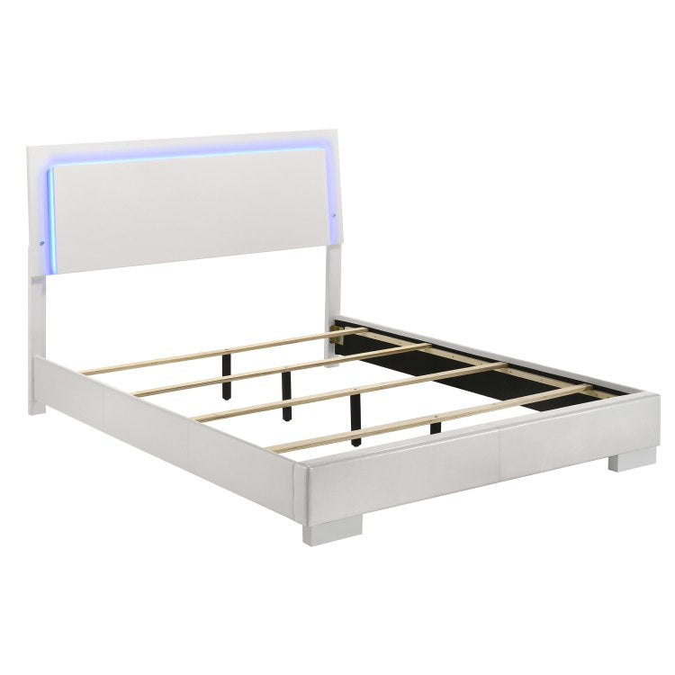 August Glossy White 6 Piece Panel Bedroom Set