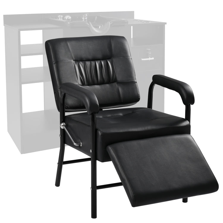 Shampoo Chair With Footrest For Salon, Reclining Salon Chair For Barber & Hair Stylist Chair, Controled Recline Spa Beauty Equipment, Black