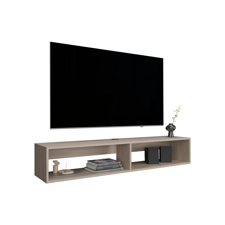 Tv Stand 10.4" H, With 2 Shelves, White Oak