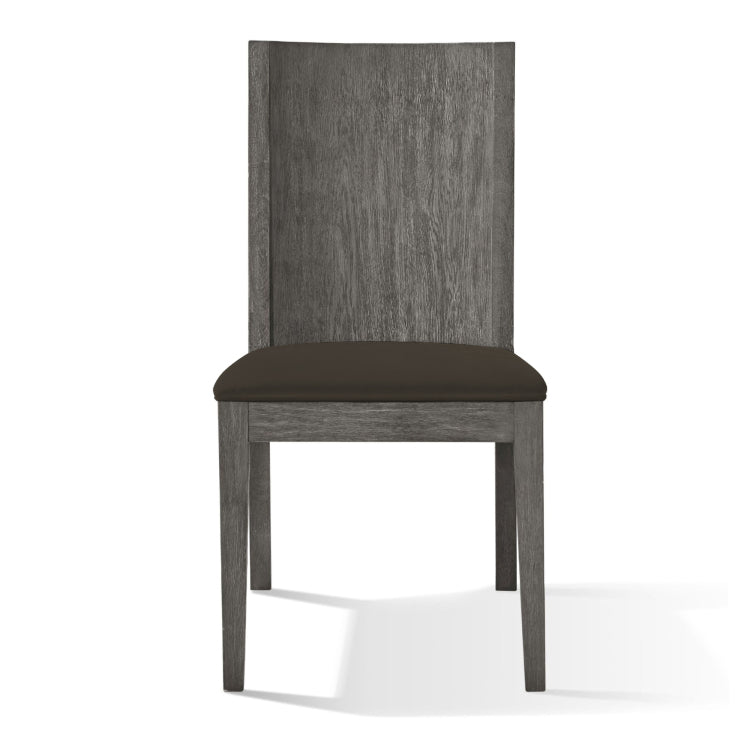 Axel 38 Inch Mahogany Wood Dining Chair With Panel Back, Gray