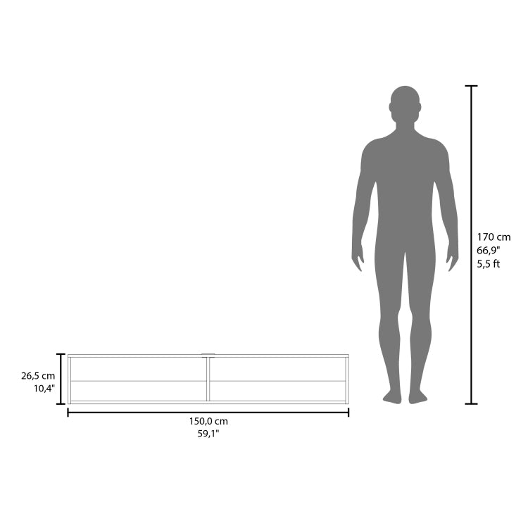Tv Stand 10.4" H, With 2 Shelves, White Oak