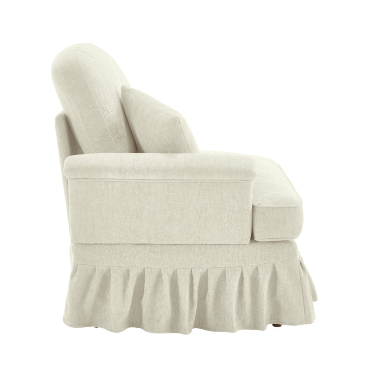 Sofa Lsf Chenille W 1 Pillow Beige White