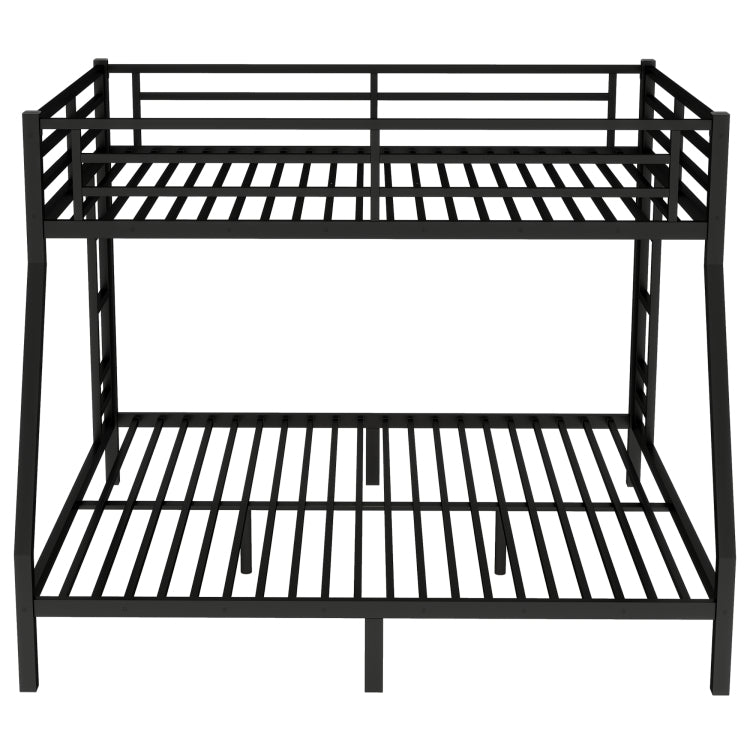 Metal Queen Over King Bunk Bed For Teens And Adults,Space Saving Noise Reduced No Box Spring Needed, Black