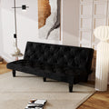Sofa To Bed Evolution: 66" Black Velvet Sofa Bed Transforms Seamlessly, Ideal For Family Living Rooms, Apartments, And Bedrooms