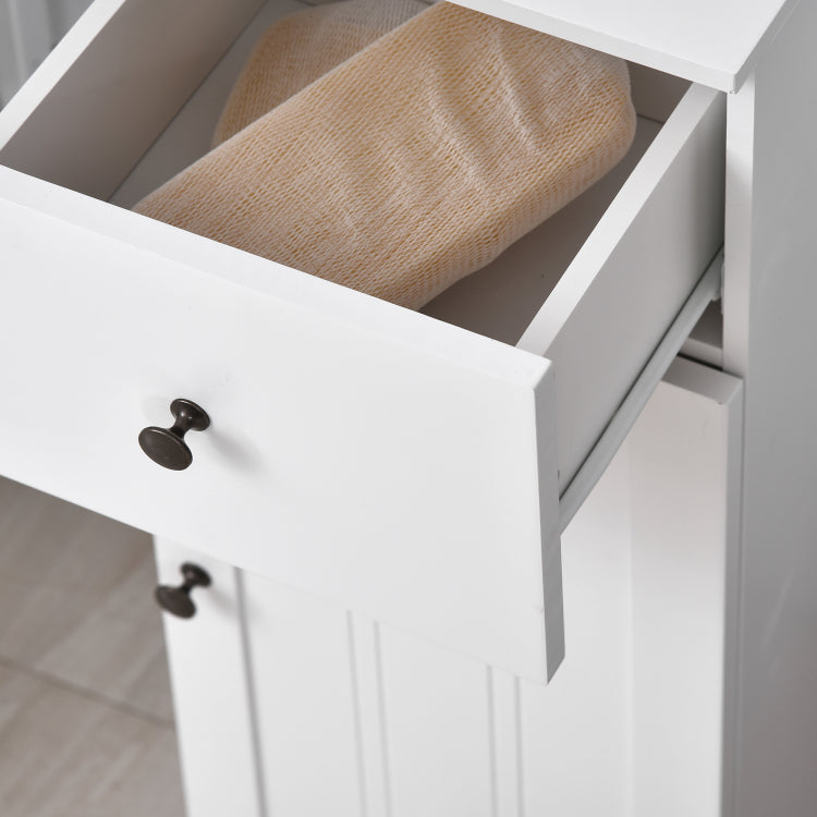 Kleankin Short Bathroom Storage Cabinet, Cabinet Organizer With 1 Drawer And Adjustable Shelf For Living Room, White