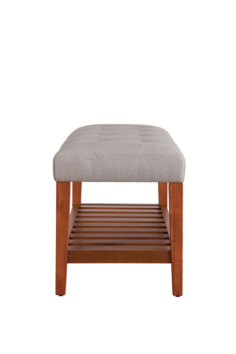 Charla Light Gray Fabric & Oak Finish Bench