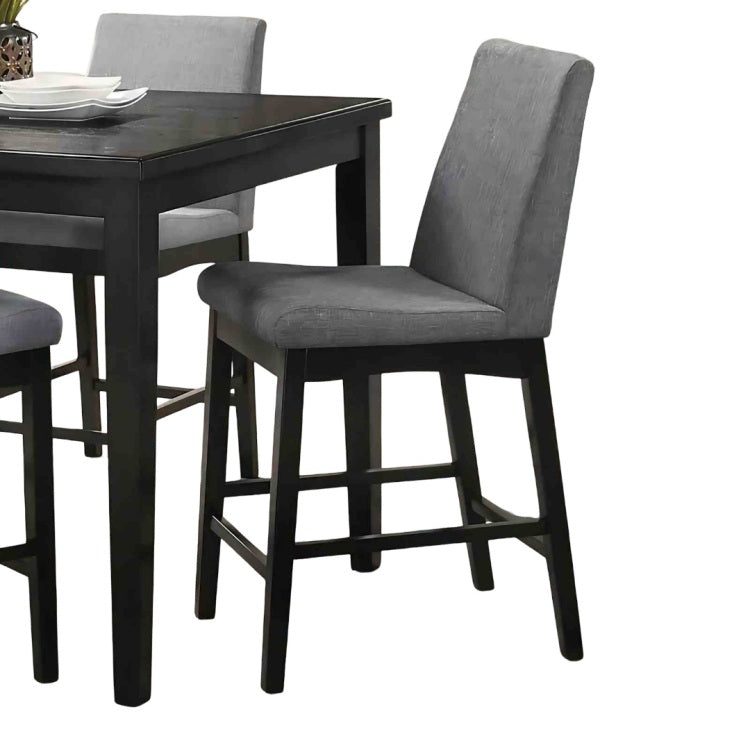 2Pc Counter Height Chair Contemporary Style Upholstered Seat And Back Dark Walnut Finish Dining Room