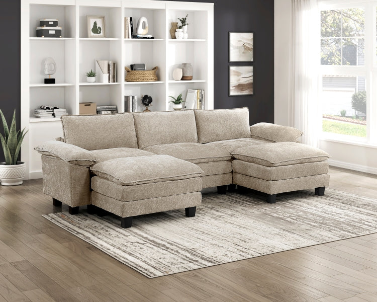 Modern Style Armless Chair Taupe Chenille Fabric Upholstery Contemporary Living Room Furniture 1Pc Durable Plywood Plush Comfort