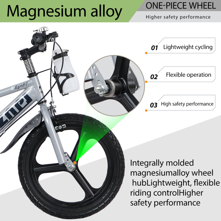 Fkznpj Kids Bike 16 Inch High Carbon Steel Frame, Magnesium Alloy Wheels, Training Wheels With Night Glow, Adjustable Seat, Water Bottle Girls & Boys Bicycle Ages 3 9, Toddler Bike