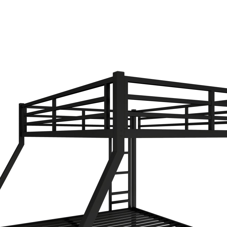 Metal Queen Over King Bunk Bed For Teens And Adults,Space Saving Noise Reduced No Box Spring Needed, Black