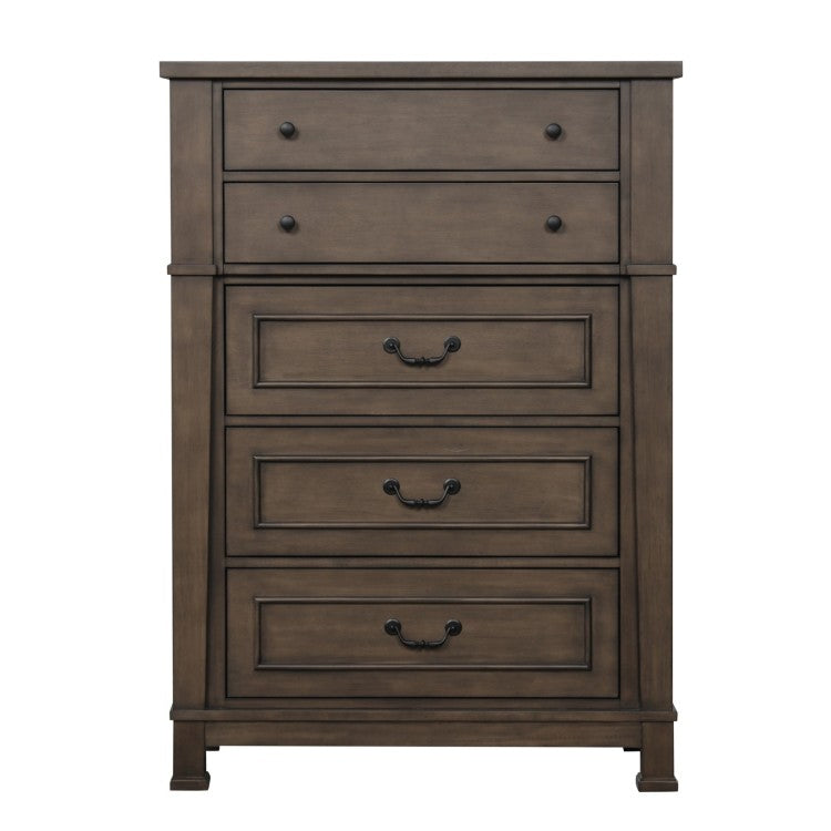 Transitional Style Chest 1Pc French And English Dovetail Drawer Knobs And Hanging Pulls Metal Side Glides Dark Walnut Finish Bedroom Furniture