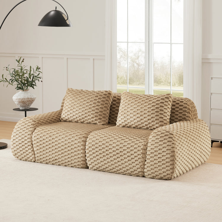 82" Modern Modular Sectional Sofa For Living Room,Flannelette Fabric,Highly Textured,Oversized 2 Seater Couch With Deep Seat,Buckle Connection,Anti Slip Design,No Assembly,Boneless Sofa,Light Camel