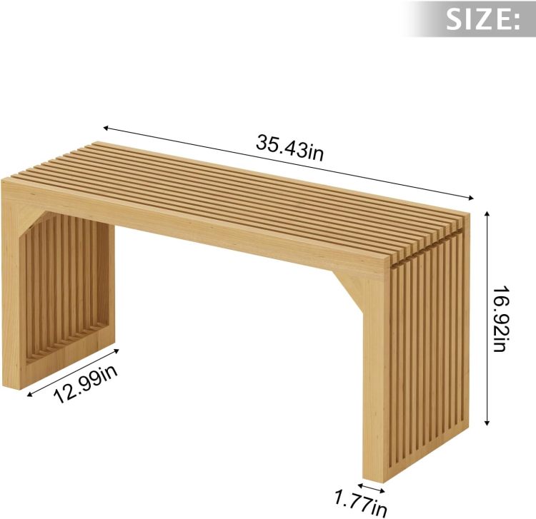 35" Solid Wood Bench Nature For Entryway, Living Room, Kitchen