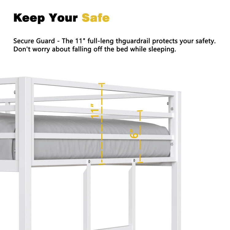 Same As B083P160614 Adam Sturdy Twin Over Full Bunk Bed Metal White For Kids And Adult, Low Profile And Easy Climbing With Stable Ladder