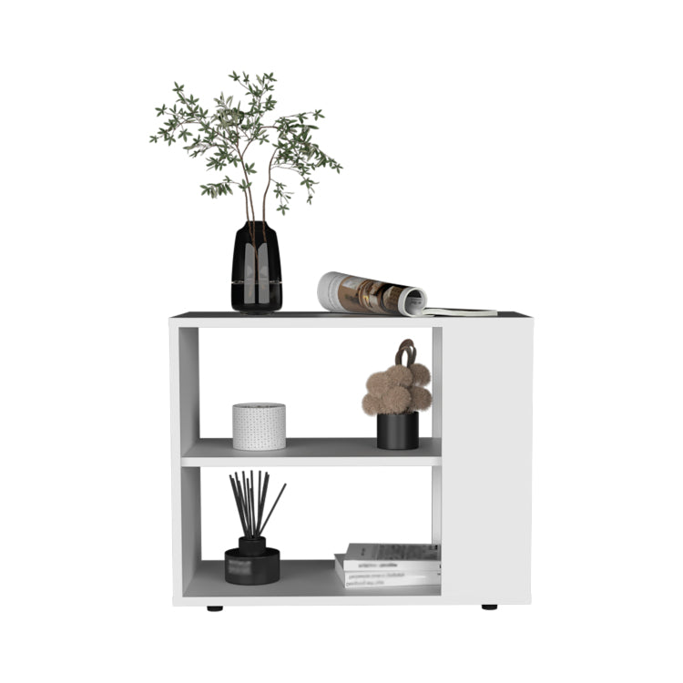 Garden 19,7" High Side Table , End Table, Sofa Table With Two Shelves White