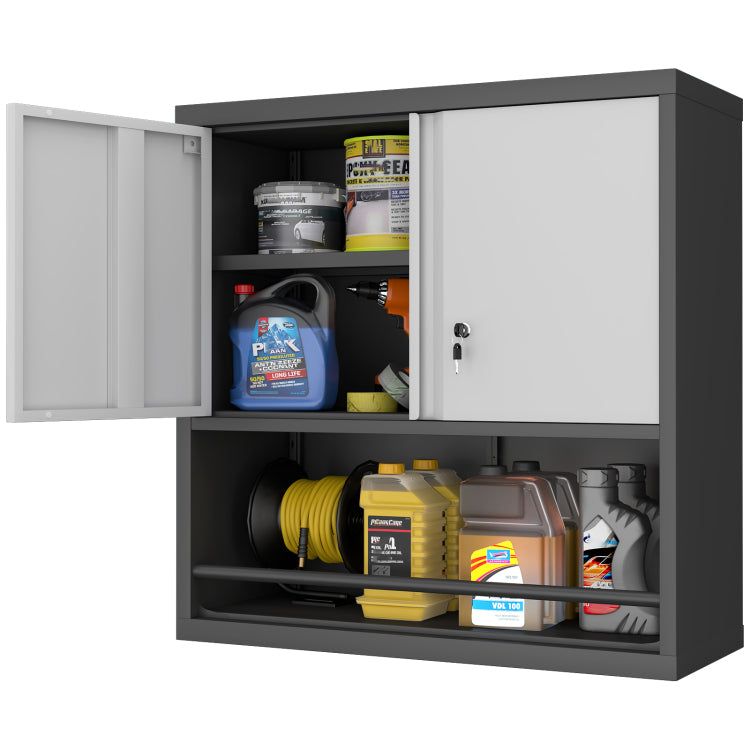 Metal Adjustable 2 Doors Metal Storage Cabinet Kitchen Pantry Cabinet With Adjustable Shelves Tall Steel Cabinet Locker For Kitchen, Living Room, Dining Room And Office