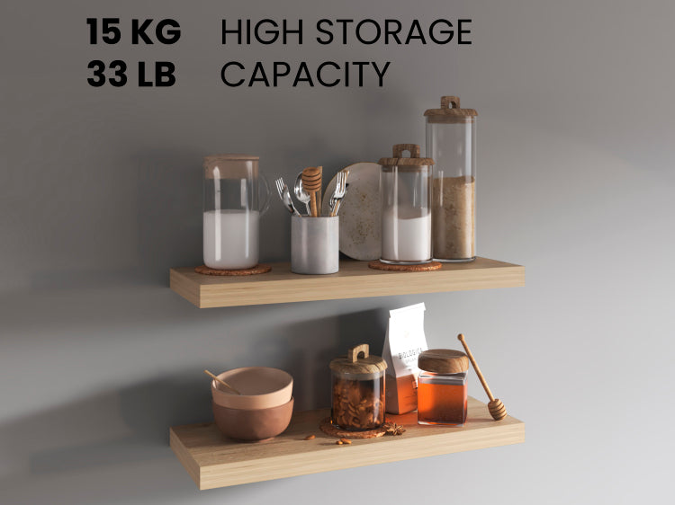 Ecco 31.5" Wide Floating Shelves Set Of 2, Shelves For Wall Decor For Bedroom, Bathroom Storage Shelves, Book Shelves For Living Room