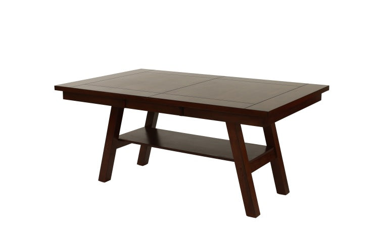 Dining Table Rectangle Dining Table W Shelve 1Pc Table Only Rubber Wood Dark Walnut Finish Dining Room Furniture