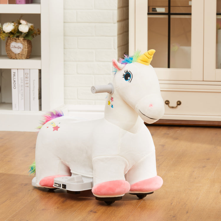 Qaba 6V Ride On Unicorn, Battery Powered Kids Electric Ride On Animal Toy With Music Forward, Pu Wheels, Foot Pedal For Girls Boys Aged 18 36 Months, White