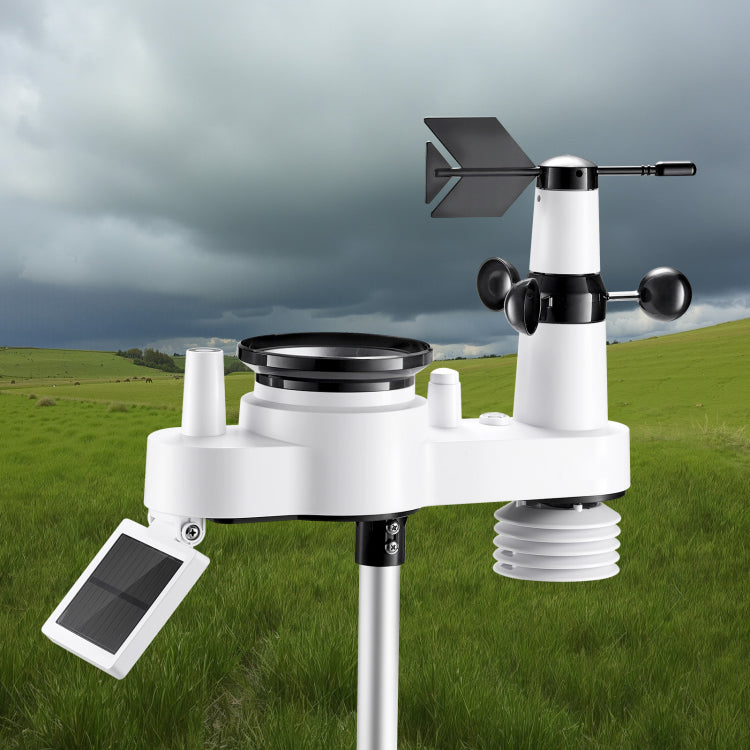 7 In 1 Wi Fi Weather Station With App, 7.5 Inch Va Display, Wireless Solar Powered Outdoor Sensor, Rain Gauge, Indoor Outdoor For Weather Forecast, Wind Speed, Temperature, Humidity, Rainfall