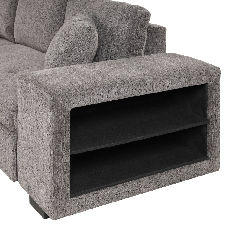 104.5" Modern L Shape 3 Seat Reversible Sectional Couch, Pull Out Sleeper Sofa With Storage Chaise And 2 Stools For Living Room Furniture Set,Knox Charcoal Old Sku:Sg000431Aaa
