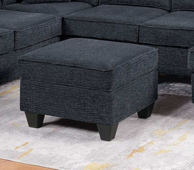 Slate Black Finish Contemporary Style 5Pc Sectional Set Left Arm Loveseat With Usb Port Corner Wedges Ottoman Armless Chairs Right Arm Loveseat With Chaise Primary Living Room