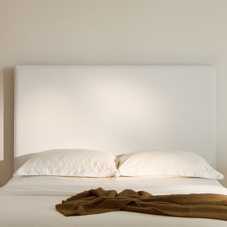 Lucas Tall Headboard Upholstered Bed 52" High Headboard Elegant Simplicity No Box Spring Needed Easy Assembly Queen Coconut Micro Suede