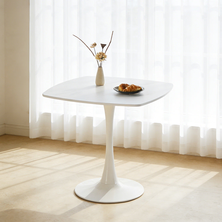 31.5 Inch White Square Dining Table For 2 4 Person, Mid Century Modern Tulip Table With Sturdy Metal Pedestal Base, 0.71" Thickened Mdf Tabletop For Small Space, Apartment, Kitchen, Bistro & Office