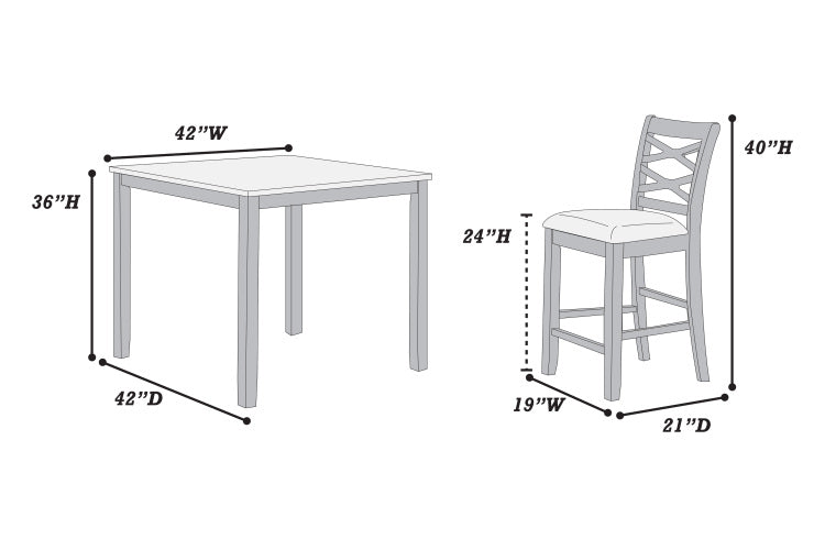 5 Piece Counter Height Table Charcoal Color