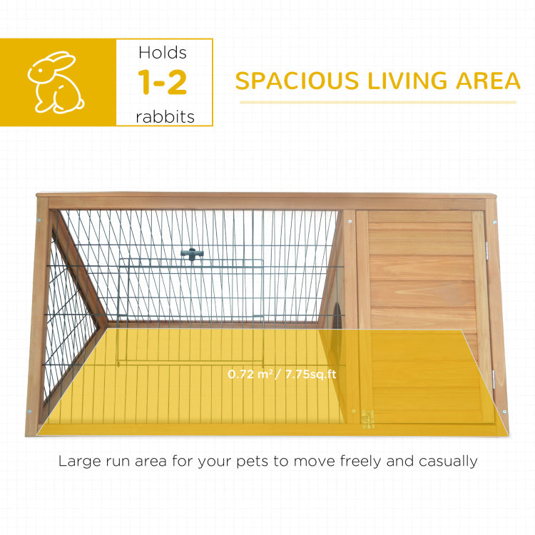 Pawhut 46" X 24" Wooden A Frame Outdoor Rabbit Cage Small Animal Hutch With Outside Run & Ventilating Wire, Yellow