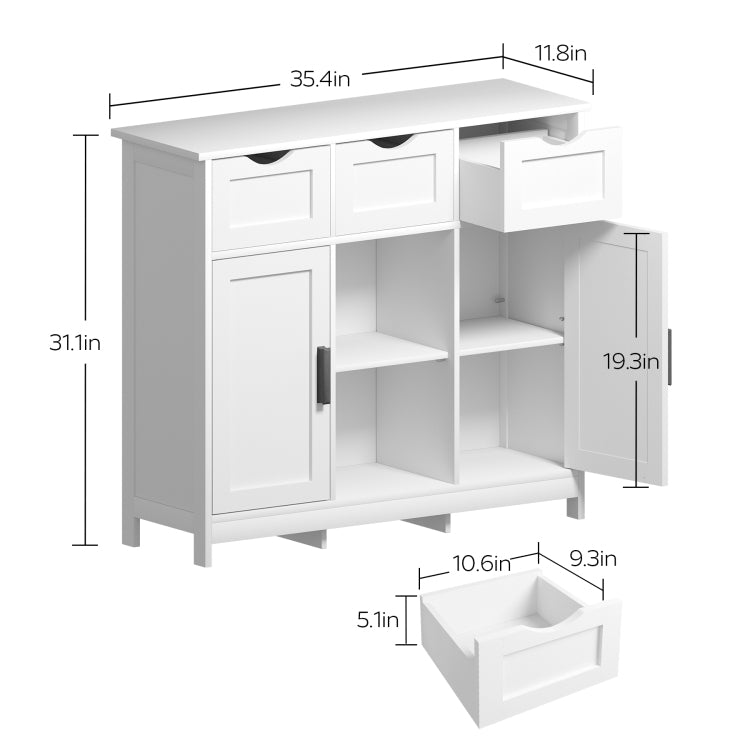 Storage Cabinets,Wooden Floor Cabinet,With Drawers And Shelves Storage Cabinets,Accent Cabinet For Living Room,Bedroom,Bathroom Furniture Home Decor White