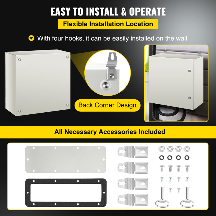 Nema Steel Enclosure, 24 X 24 X 12'' Nema 4X Steel Electrical Box, Ip66 Waterproof & Dustproof, Outdoor Indoor Electrical Junction Box, With Mounting Plate