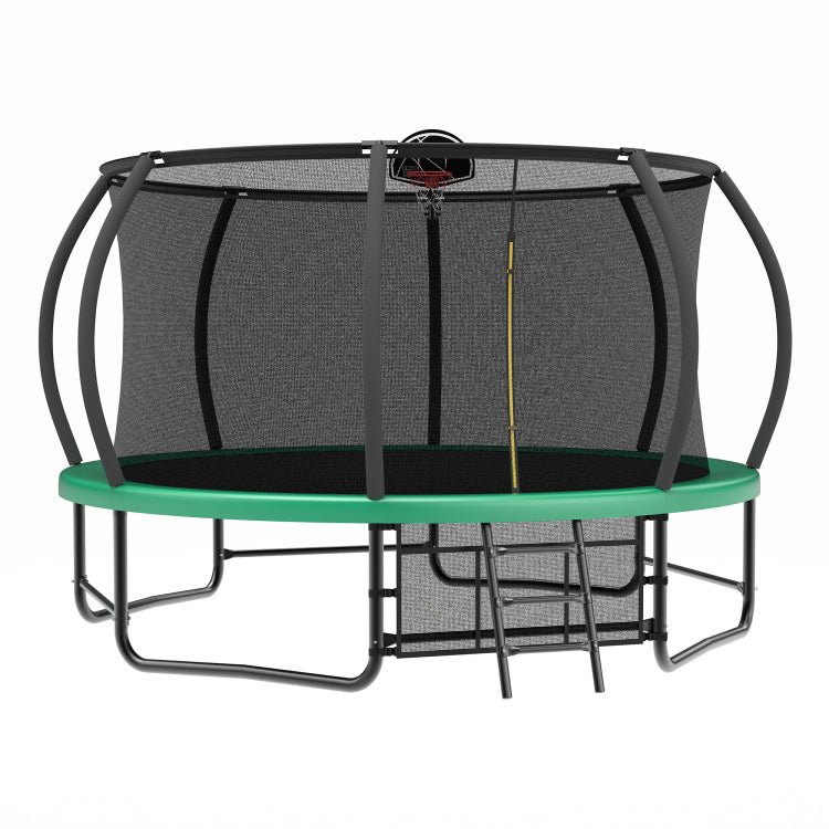 14Ft Trampoline With Enclosure Recreational Trampolines With Ladder And Antirust Coating, Astm Approval Outdoor Trampoline For Kids