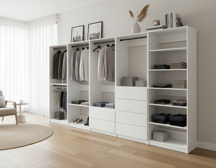 Prosper White Freestanding Walk In Wood Closet System