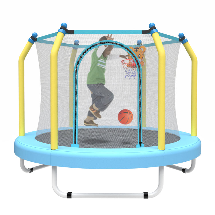 55 Inch Trampoline For Kids Indoor & Outdoor Small Toddler Trampoline With Basketball Hoop
