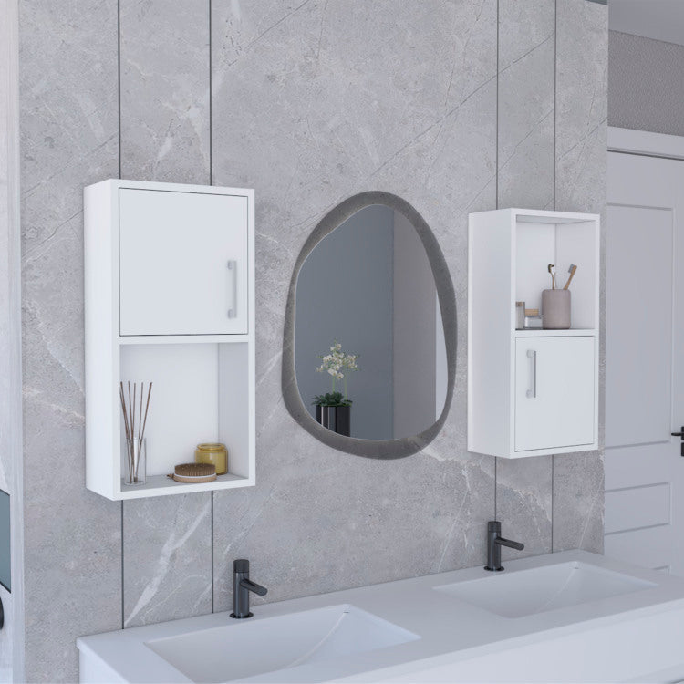Oba 2 Pc Wall Mounted Bathroom Medicine Cabinet With Open And Closed Storage