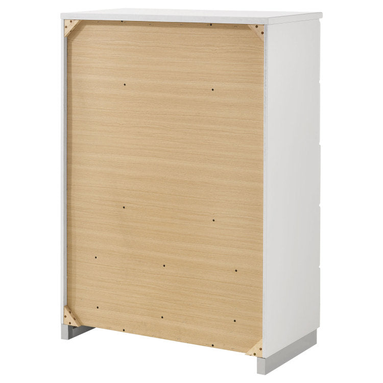 Dulcey White High Gloss 5 Drawer Bedroom Chest