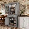 Modern Style Kitchen Pantry Cabinet With Led Lights,Door Shelves,Drawer And Adjustable Shelves