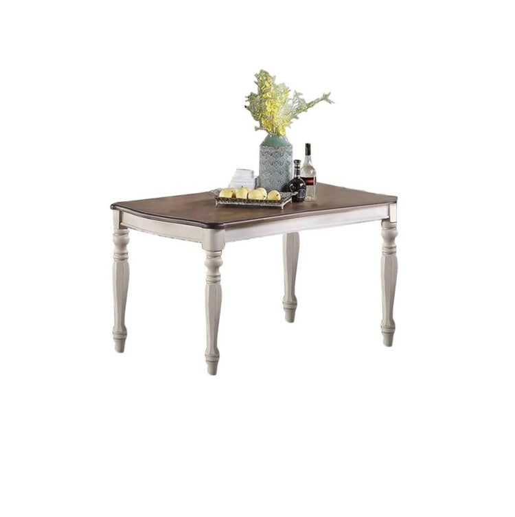 Transitional Style 1Pc Dining Table Antique White W Oak Top Rectangle Table Kitchen Dining Room