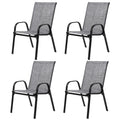 4 Piece Patio Chairs, Outdoor Camping Chairs With Textilene Fabric, Set Of 2 Garden Chairs With Armrest High Backrest For Garden Patio Pool Beach Yard Space Saving Grey