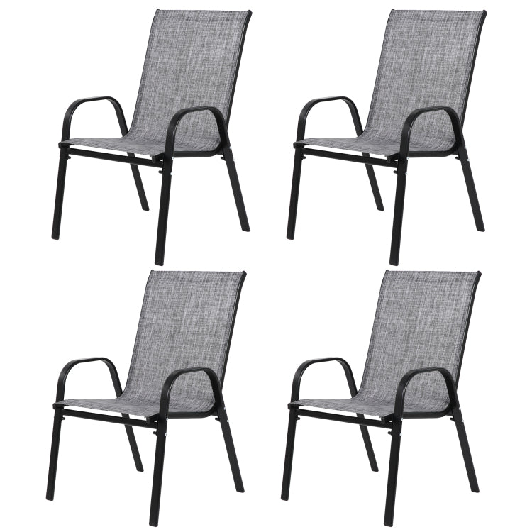 4 Piece Patio Chairs, Outdoor Camping Chairs With Textilene Fabric, Set Of 2 Garden Chairs With Armrest High Backrest For Garden Patio Pool Beach Yard Space Saving Grey