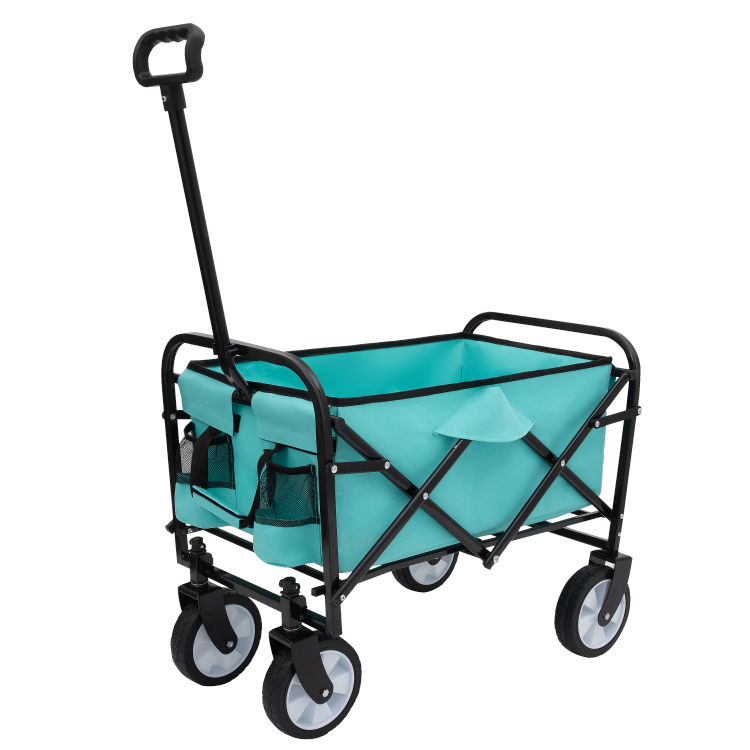 Minimeetall Extention Collapsible Foldable Wagon Cart With Strapping System Beach Wagon Utility Cart Utility Wagon Grocery Cart For For Camping Shopping Sports Gardeing Fishing Supports 225Lbs Blue